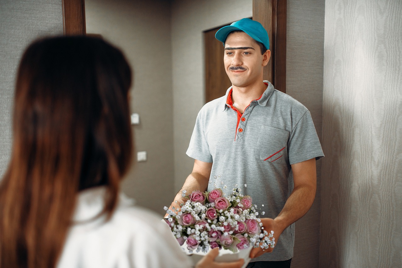 florist preparing bouquet for delivery